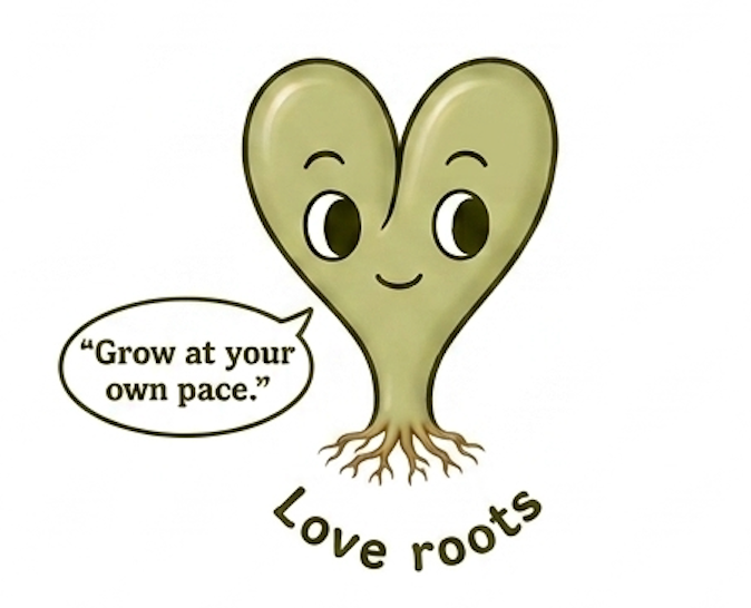 Love Roots Grow at Your Own Pace graphic