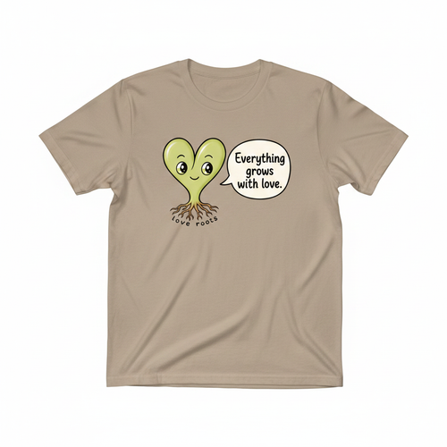 Everything Grows With Love light brown unisex t-shirt – Love Roots