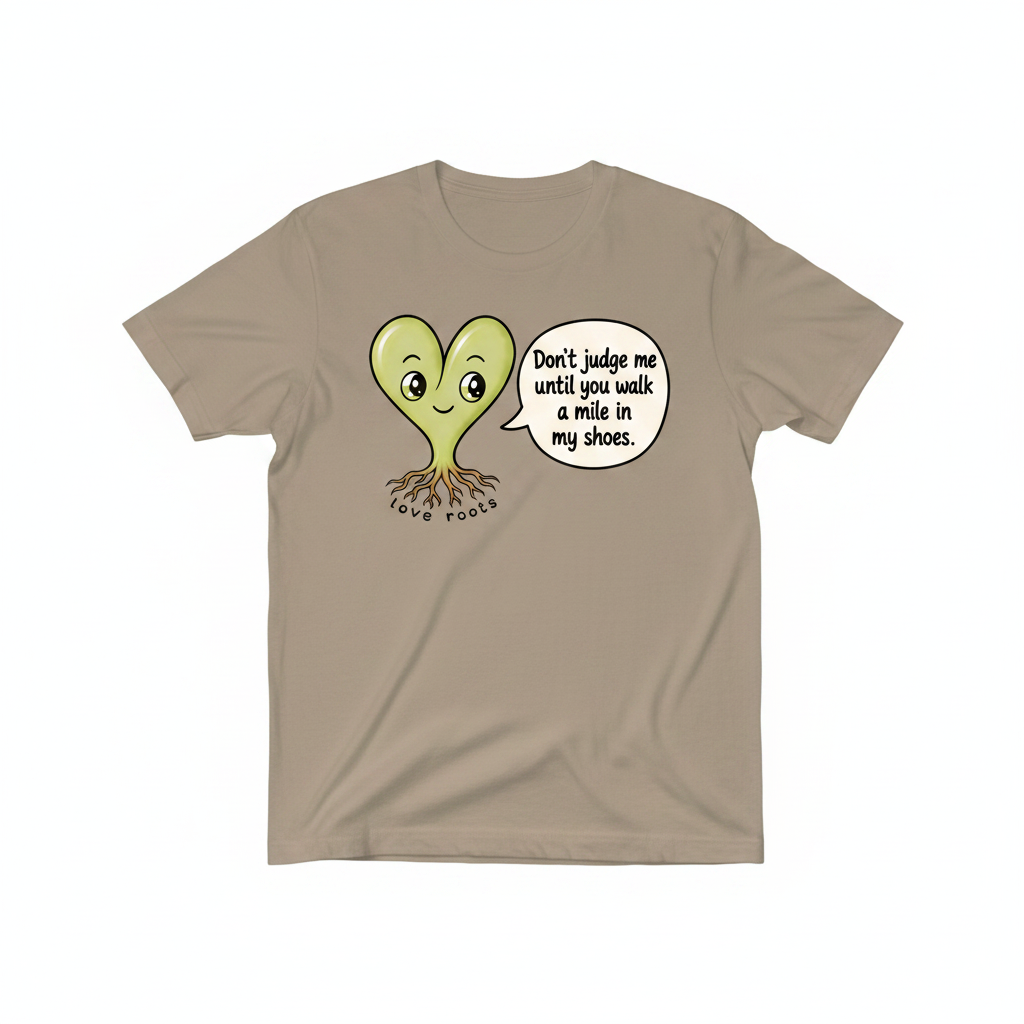 Don't Judge Me Until You Walk a Mile in My Shoes light brown unisex t-shirt – Love Roots