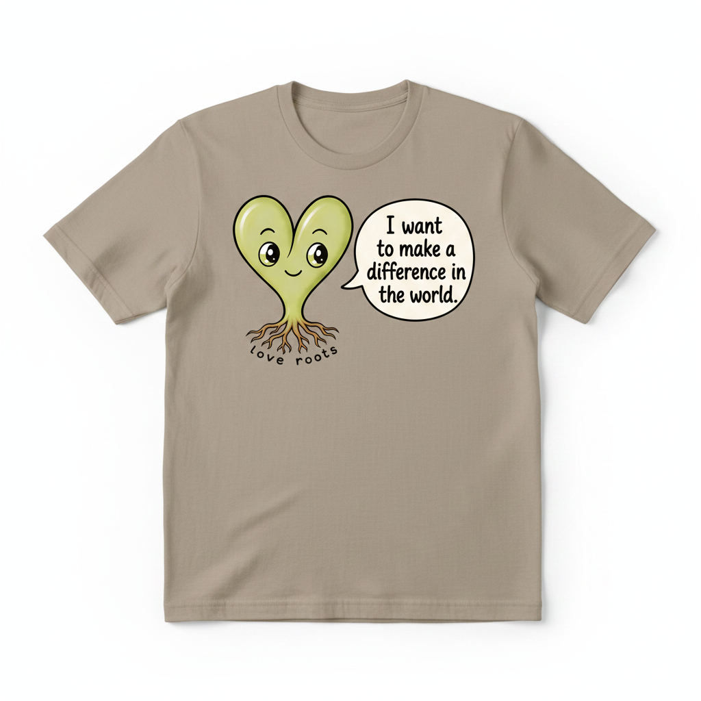 I Want to Make a Difference in the World light brown unisex t-shirt – Love Roots
