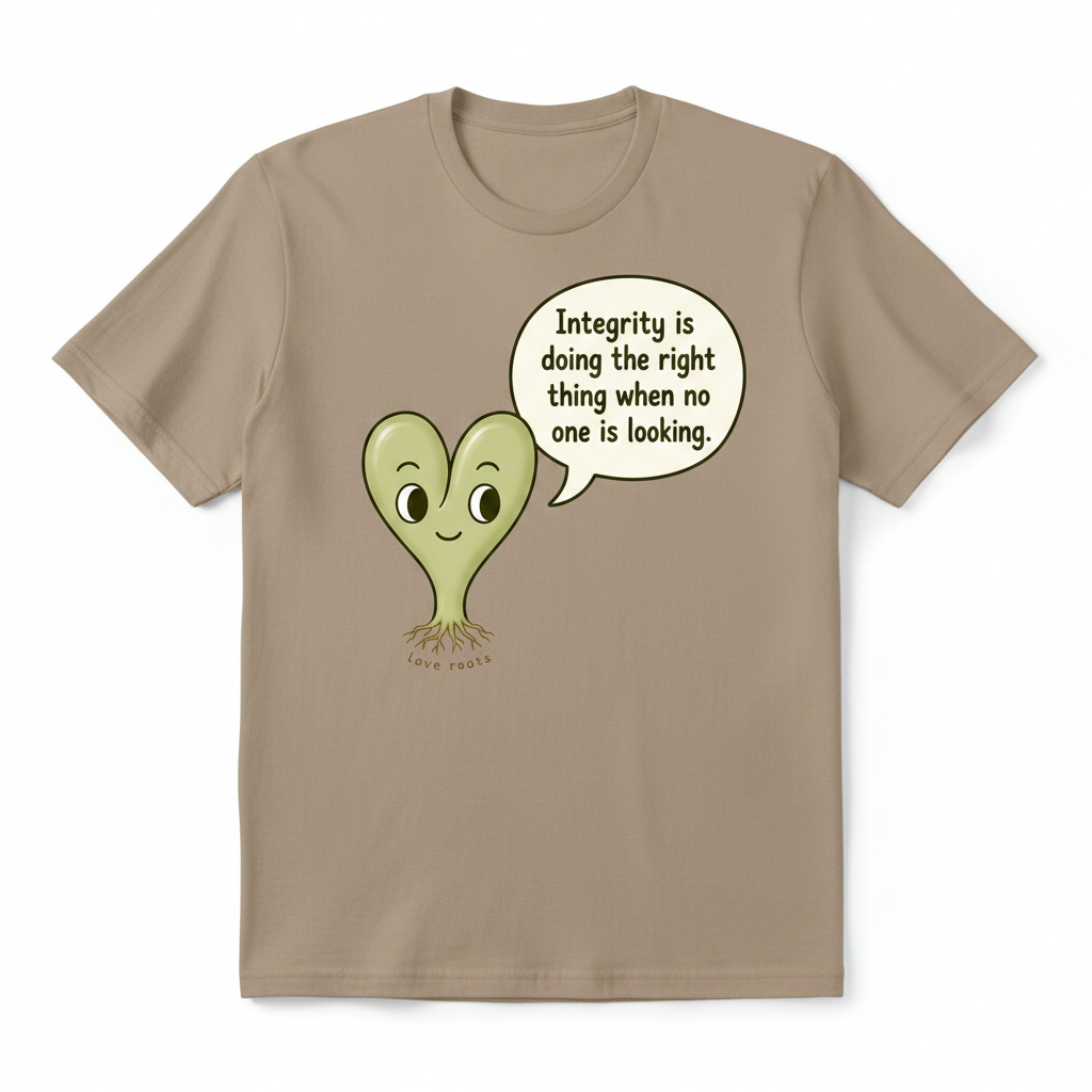 Love Roots Integrity is Doing the Right Thing light brown unisex t-shirt