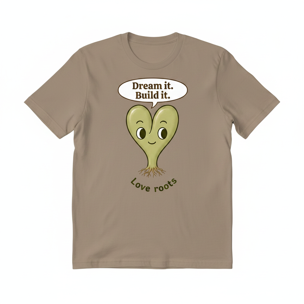 Dream It Build It light brown unisex t-shirt – Love Roots