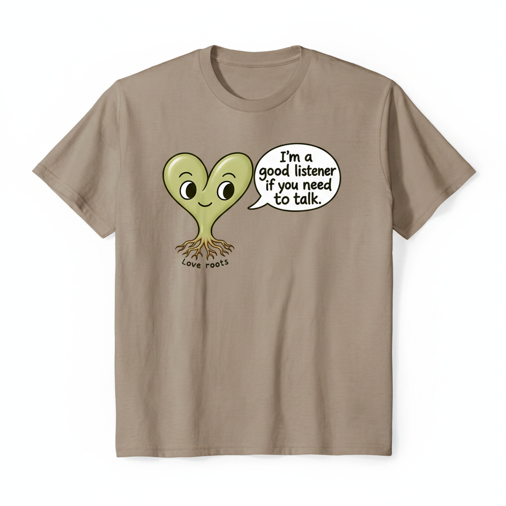 I'm a Good Listener If You Need to Talk light brown unisex t-shirt – Love Roots